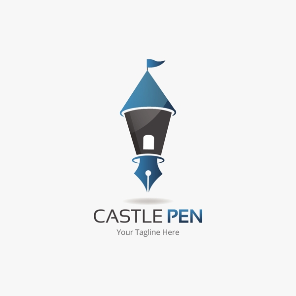 城堡笔创意商务标志矢量