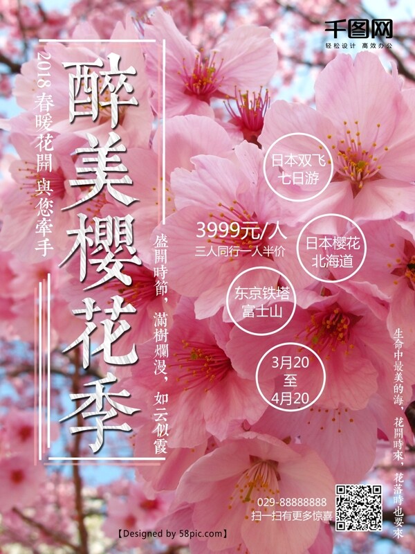 唯美春天醉美樱花季春季旅游赏花海报
