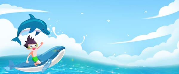 水上乐园海豚表演游玩背景