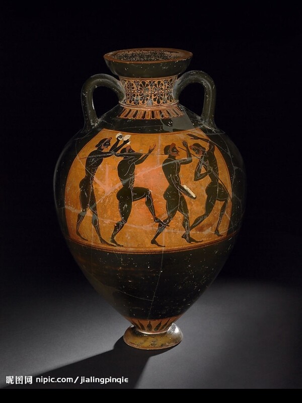古希腊黑像式泛雅典娜奖安法拉罐图片