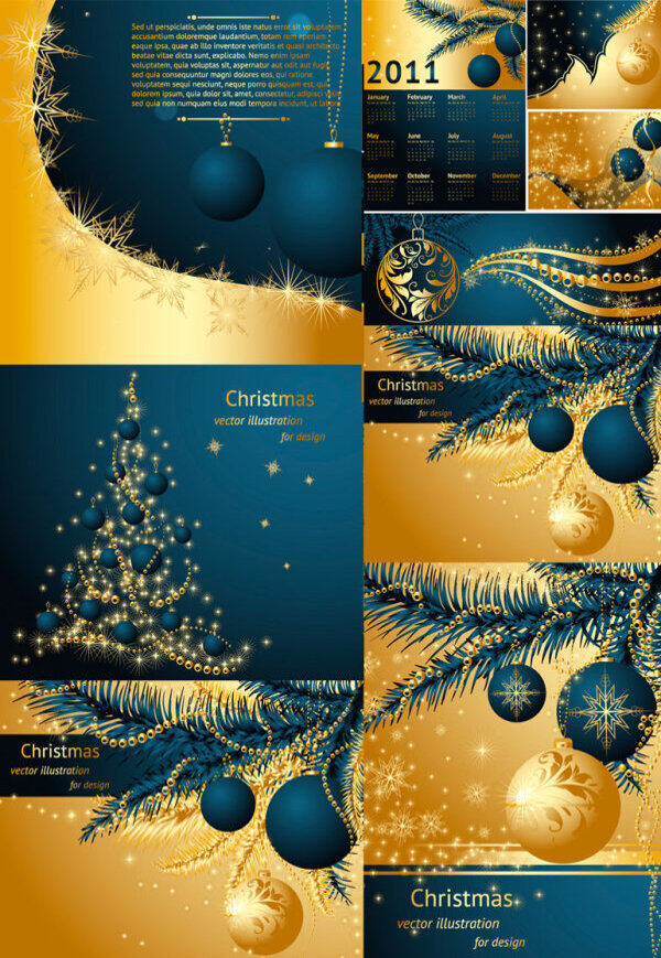 2011年金色圣诞节矢量素材