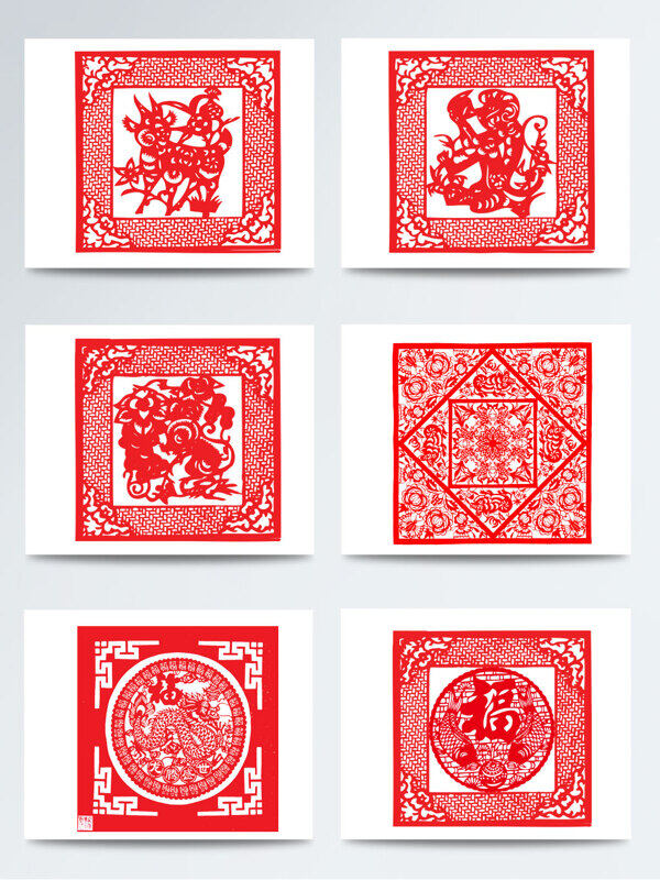 高清免扣中国风传统古典剪纸窗户花纹素材