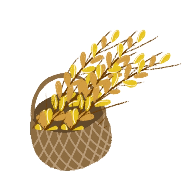 一篮子麦穗图案元素