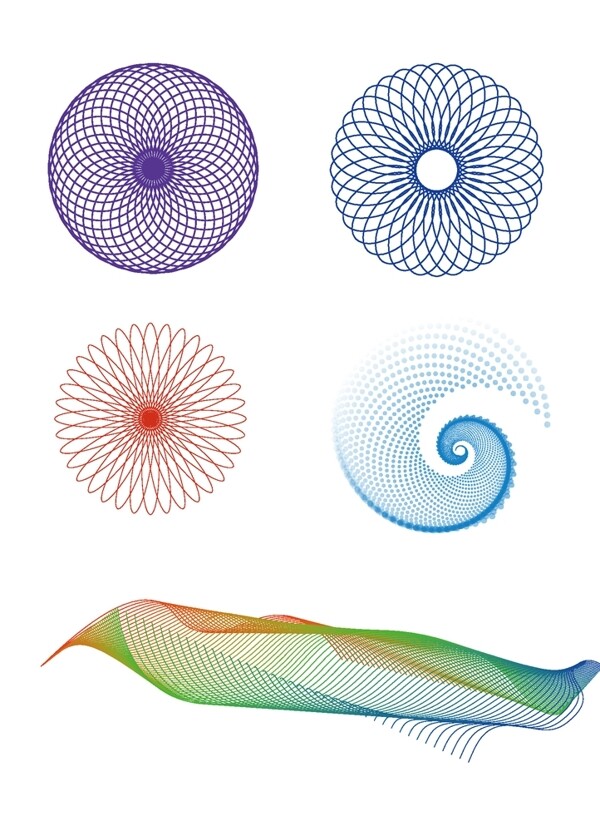 AI混合花纹及科幻曲线图片