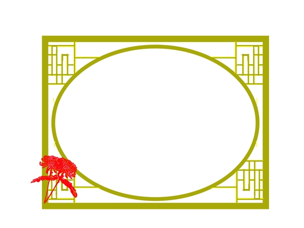 中国风菊花剪纸边框图