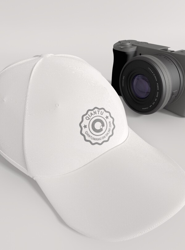 原创模型白色帽子logo样机鸭舌帽
