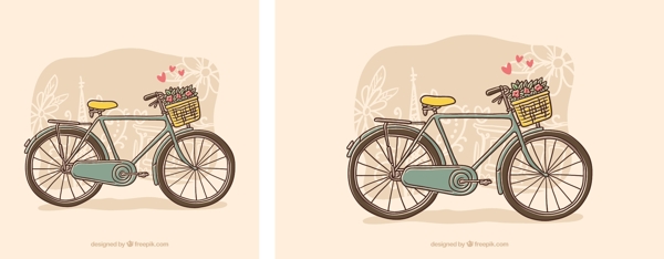 带花和心的手绘自行车