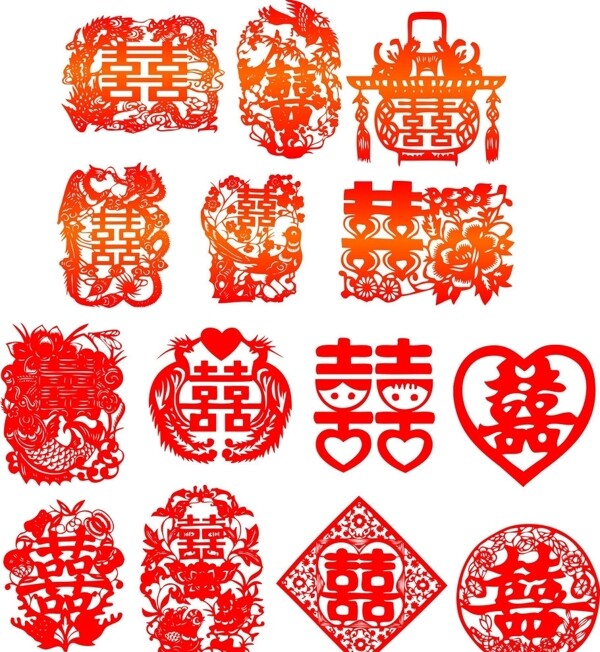 中国传统红色喜字图片