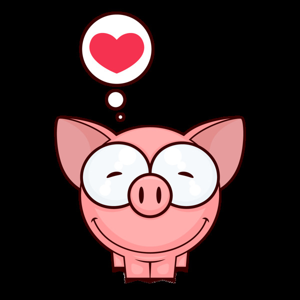 卡通猪猪期待爱情png元素