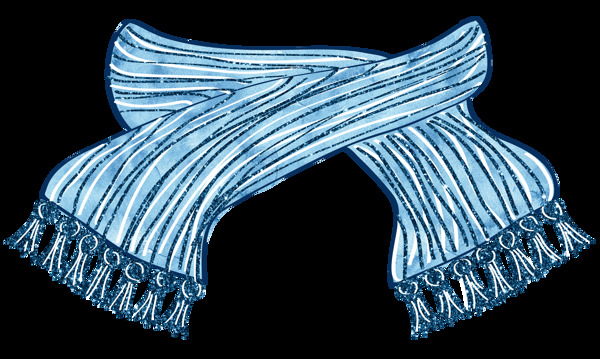 冬季蓝色围巾png素材