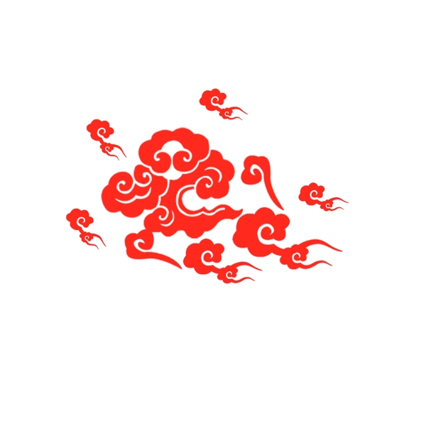 中国风传统红色祥云元素古典云朵图标可商用