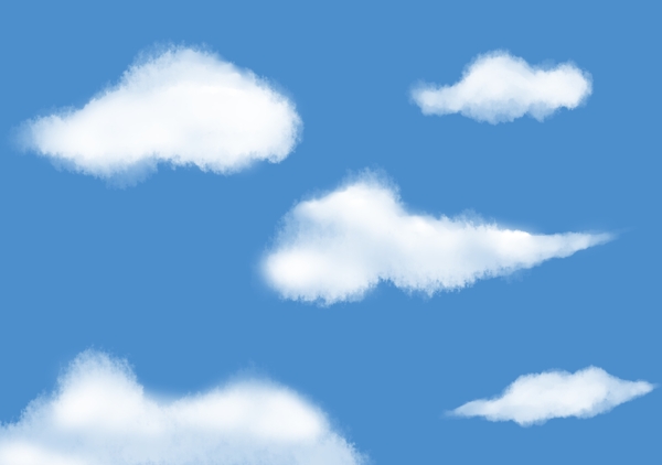 白云云朵蓝天背景图手绘