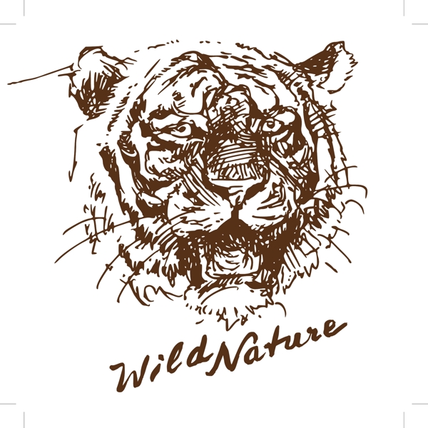 手绘野生动物老虎数码印花图片