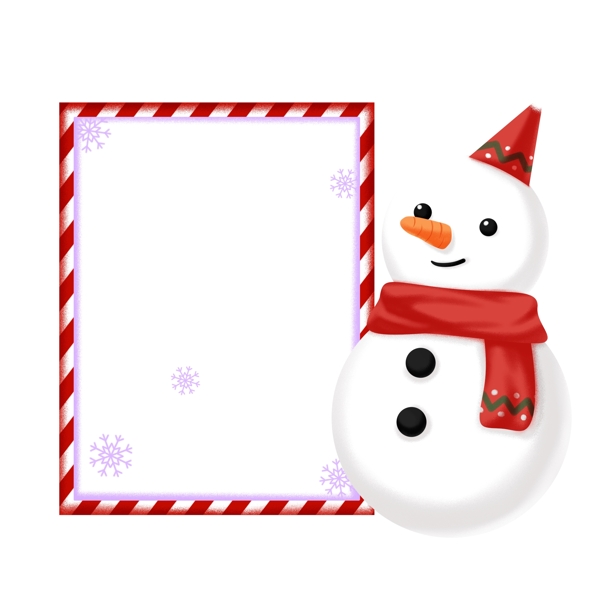 手绘圣诞节冬季雪人边框可商用元素