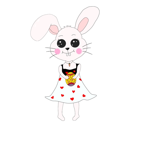 复活节卡通可爱兔子兔兔抱彩蛋