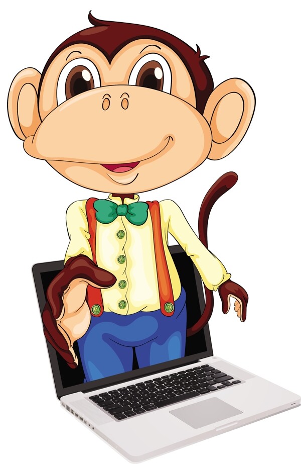 电脑与卡通猴子