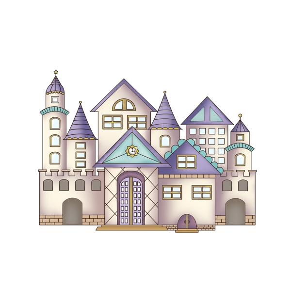 手绘小清新欧式建筑城堡