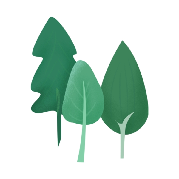 手绘的绿色树木元素素材