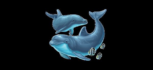 蓝色鲸鱼png元素