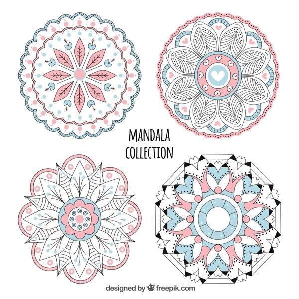 手绘彩色曼陀罗花纹装饰图案