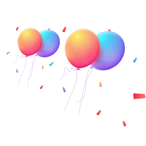 清新彩色气球装饰元素