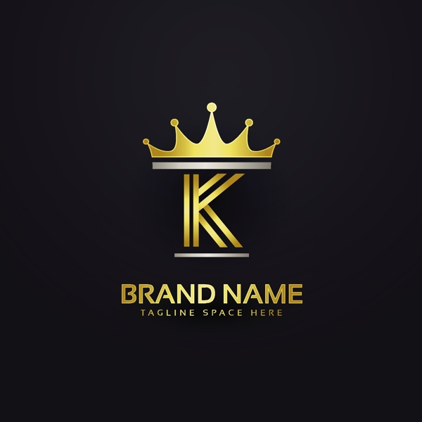 字母k和金皇冠商标logo模板