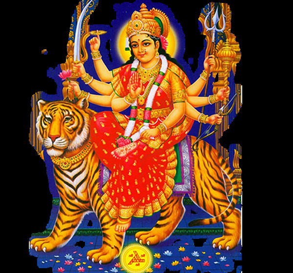 骑老虎的印度教女神免抠png透明素材