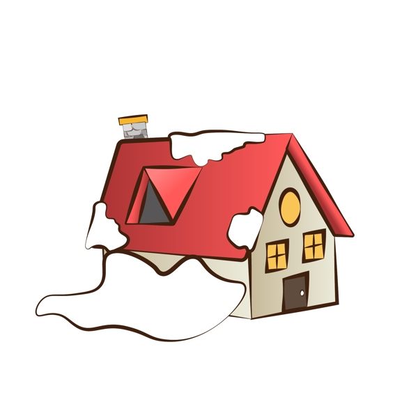 原创矢量卡通冬天覆盖雪的房子
