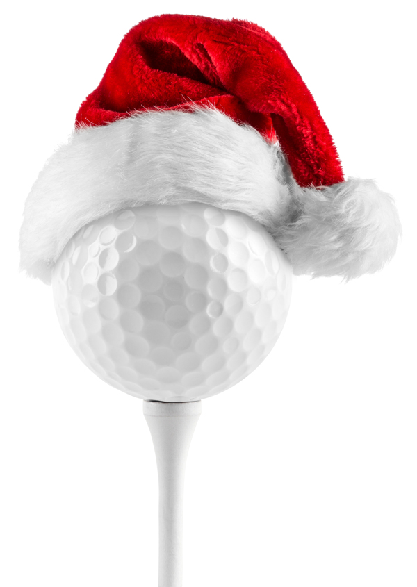 带圣诞帽的高尔夫球