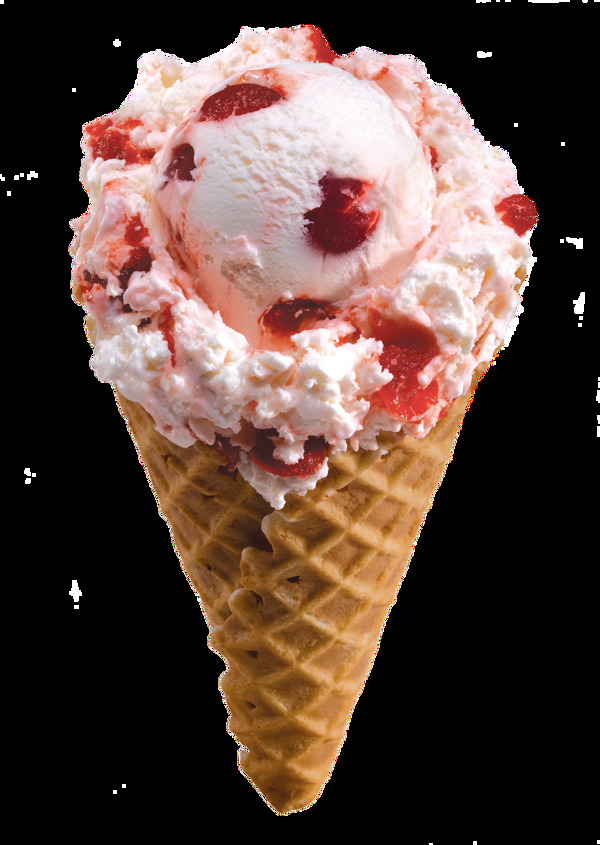 草莓冰淇淋甜筒夏日免抠素材