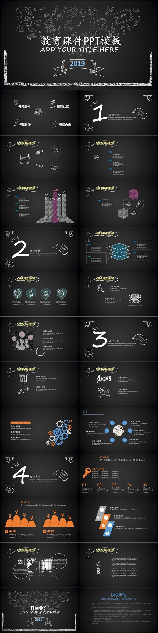 黑板风教育课件PPT模板