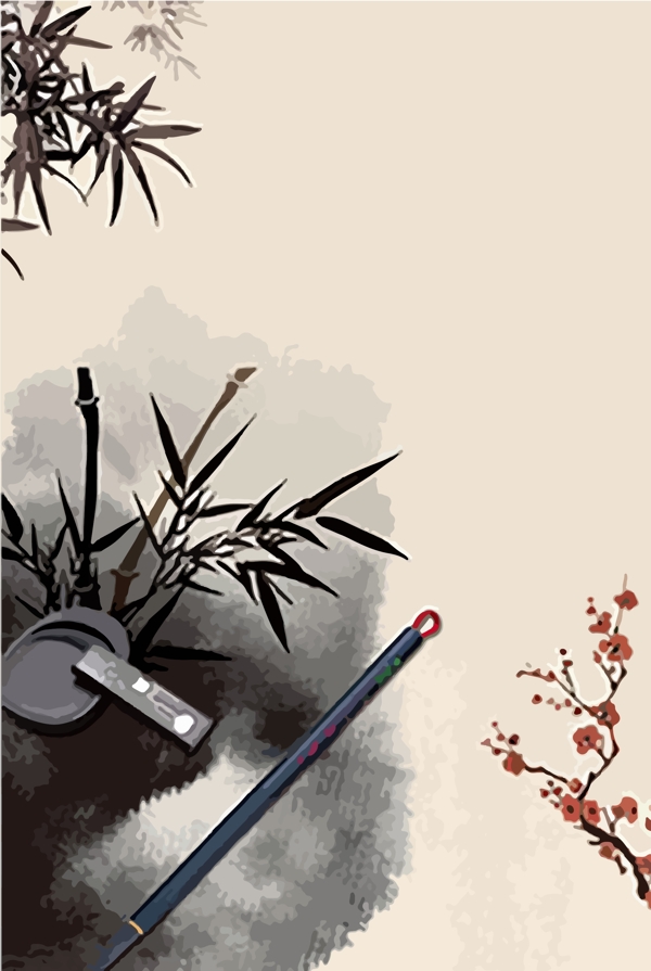 手绘水墨中国风元素海报图片