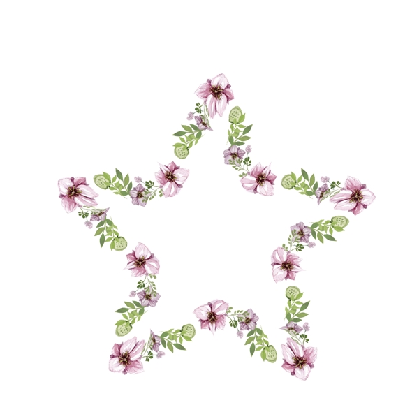 矢量卡通扁平化粉色花卉边框