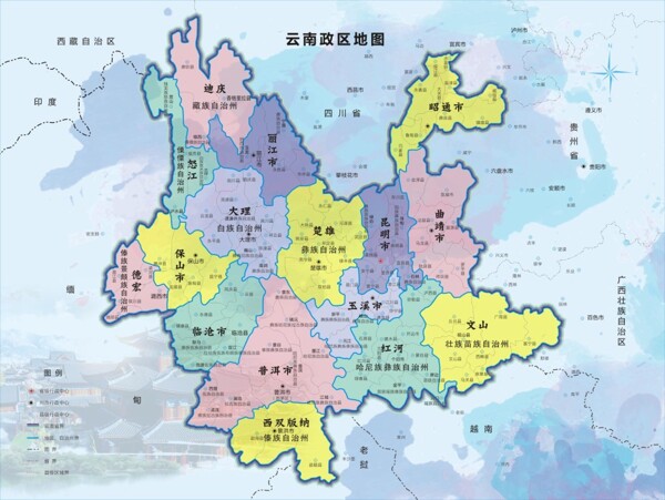 云南省地图CDR矢量素材
