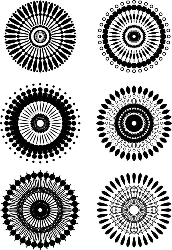 创意黑白色纹理装饰图案矢量素材