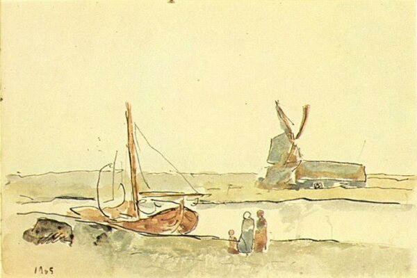 1905Unbateausurlec西班牙画家巴勃罗毕加索抽象油画人物人体油画装饰画