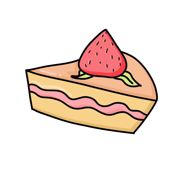手绘卡通草莓蛋糕原创元素