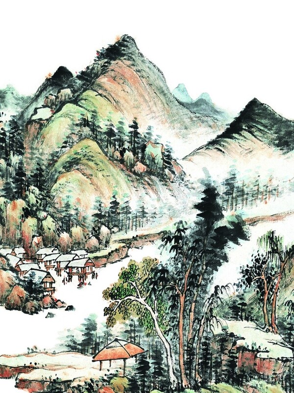 水墨中国画山水图片
