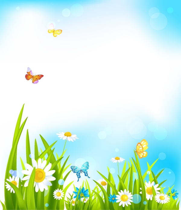 鲜花蝴蝶春天背景图片