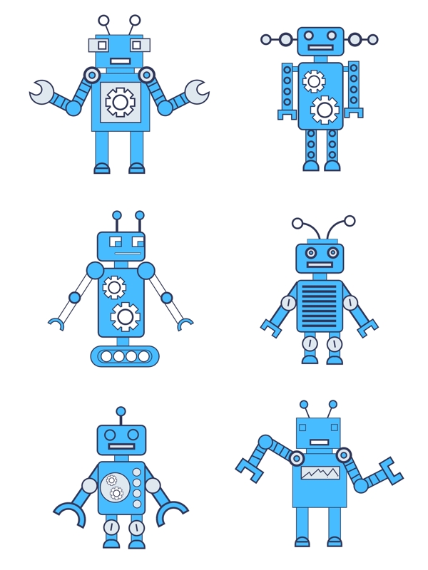 人工智能互联网类蓝色机器人图标可商用元素