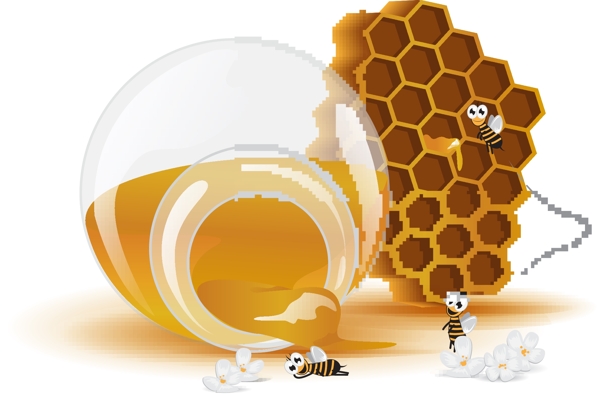 卡通蜜蜂与蜜罐