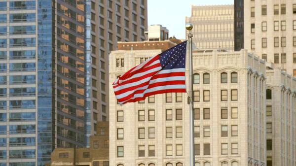 美国国旗在芝加哥飘扬2