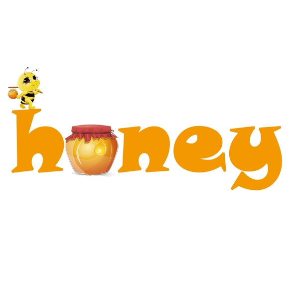 橙色honey艺术字橙色字母蜂蜜甜食美味蜂蜜美味蜂蜜千库原创PNG