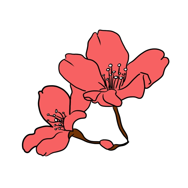 红色卡通樱花