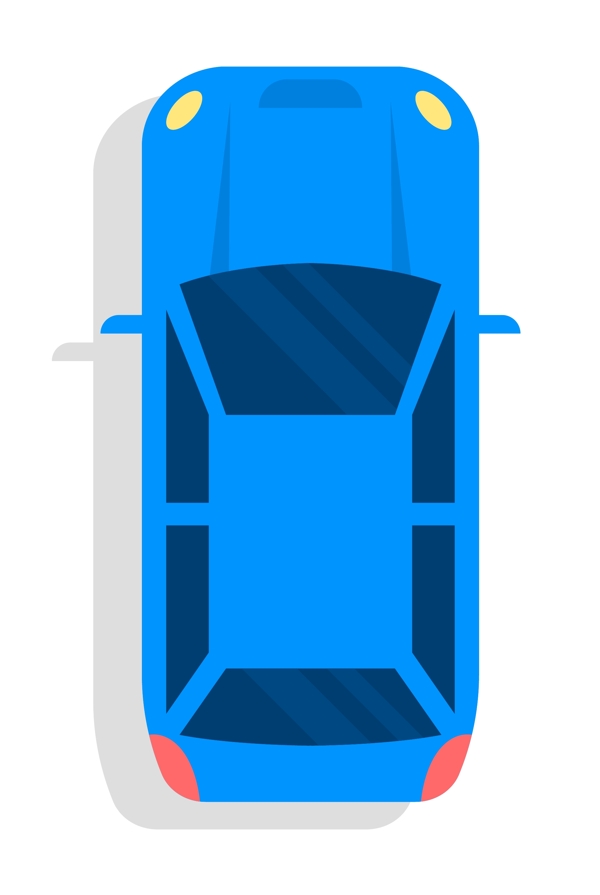 蓝色的小汽车插画