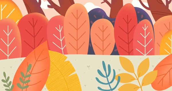 秋季可爱树叶背景设计
