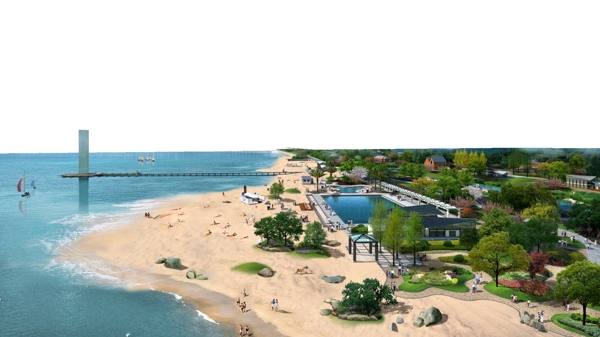 蓝天海滩设计背景图片高清psd下载