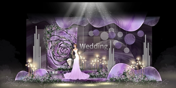 紫色梦幻简约婚礼效果图