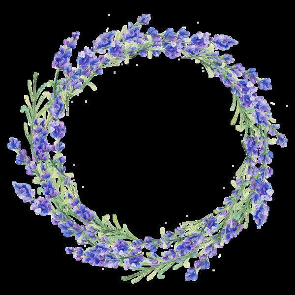 紫罗兰花环卡通水彩透明素材