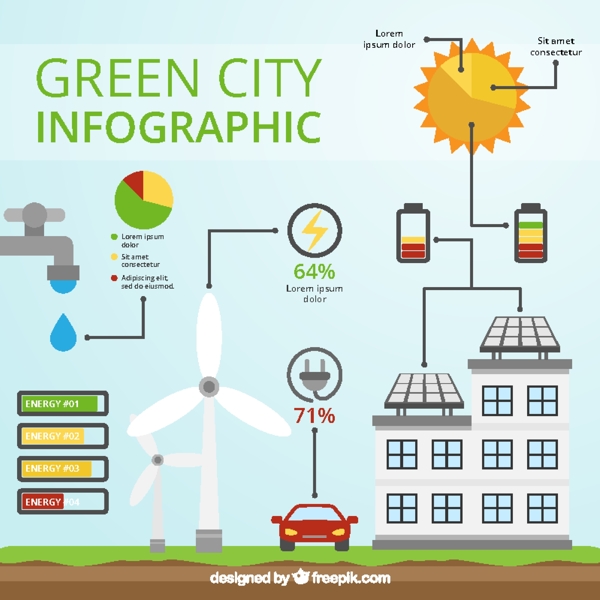 可再生能源城市infography